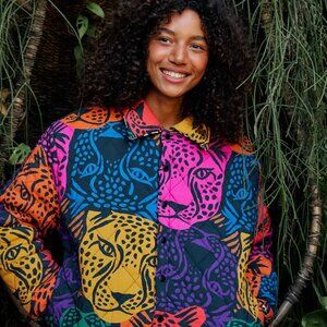 Farm Rio Midnight Leopards Reversible Puffer Jacket